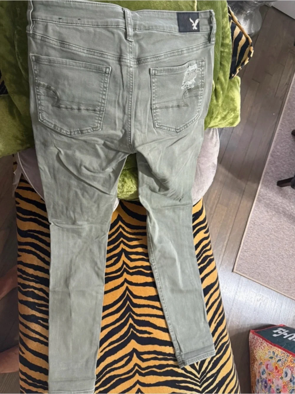 J. Crew Olive Green Distressed Skinny Jeans for Women